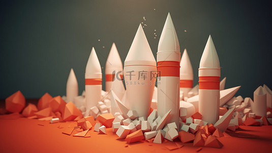 将纸火箭从小尺寸放大到 3D 所示的大尺寸