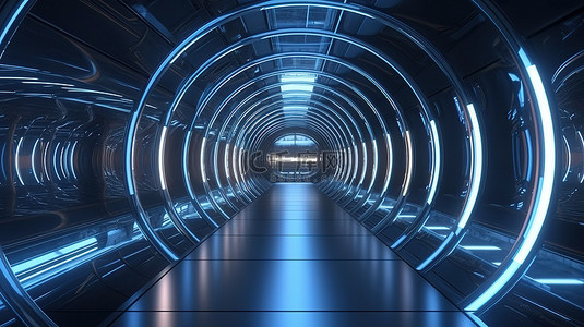 灰色主k背景图片_时尚的未来派隧道走道，配有令人惊叹的反光抽象 3D 壁纸