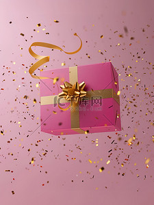 优雅奢华的粉红色礼盒飘浮背景图片