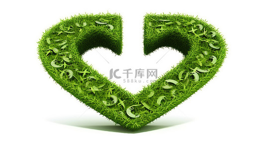 白色生态背景图片_白色背景下绿草上美元符号的 3d 插图