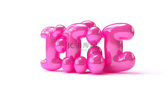粉色气球形状为“婴儿”符号，3D 隔离在白色背景上