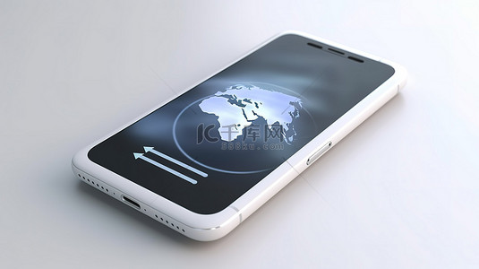 移动网络概念隔离智能手机，带有白色背景 3D 插图中的 wifi 图标