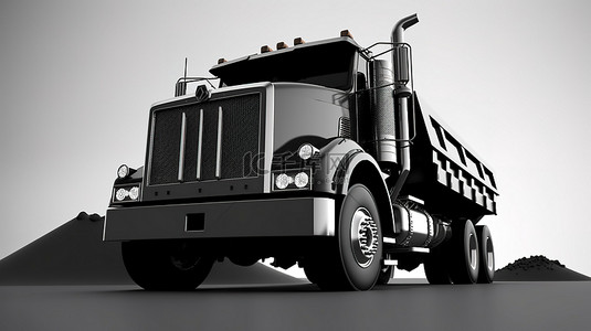 半卡车背景图片_一辆强大的黑色卡车的 3d 渲染