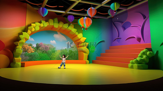学校操场背景背景图片_儿童虚拟 3D 舞台