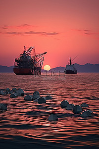 海浪大船背景图片_背景中有一艘大船靠岸的海洋