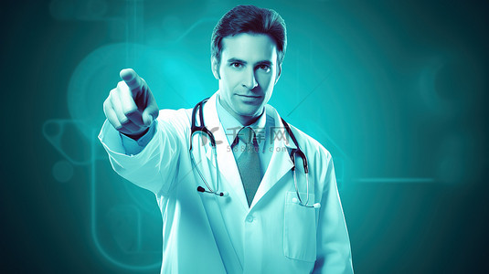 一位迷人的医生打手势的 3D 合成图像