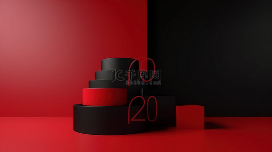 红色20背景图片_简约的红色和黑色产品展示套装，包含 20 个