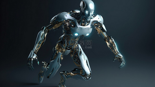 人工智能机器人或机器人运动 3d 渲染