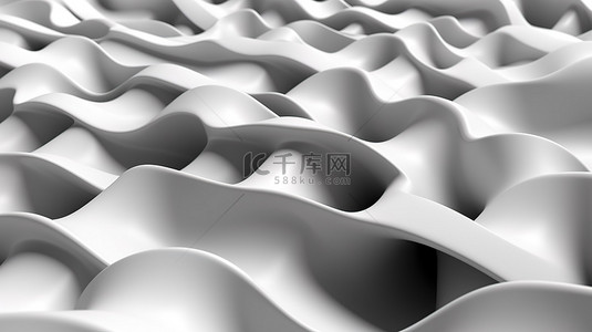 3d 渲染白色和灰色平铺抽象波背景