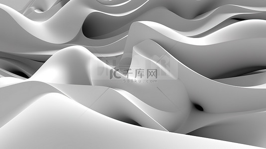 创新的建筑概念 3D 渲染的抽象背景以波浪为特色