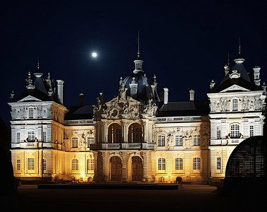 欧洲背景图片_卢雷克城堡夜景照片