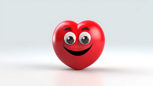 红色心形背景图片_3d 渲染的红色心形 emoji 表情符号字符