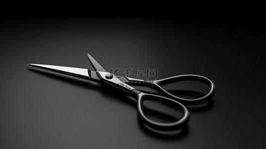 白色和黑色背景上带有大刀片的裁缝剪刀的 3D 渲染