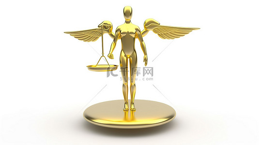金色医疗杖符号握在 3D 手中，作为白色背景数字渲染上的鳞片