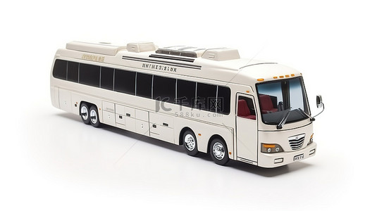 移动预订使您的手机上的大型白色长途客车旅游巴士变得轻松 3D 渲染