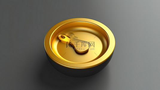 咖啡元素背景图片_闪亮的金杯符号圆形按钮用户界面设计元素的 3D 插图