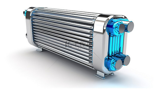 白色背景下隔离的汽车散热器的 3D 渲染