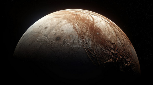 欧罗巴是木星的卫星之一，令人惊叹的 3D 渲染