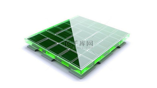 科技生态背景图片_带有太阳光线的孤立 3D 太阳能电池板是绿色能源概念的象征表示