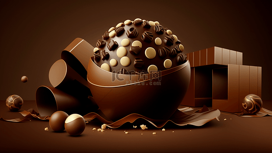 零食卡通背景图背景图片_巧克力巧克力豆3d模型背景图