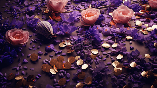 紫色植物花卉背景图片_薰衣草花瓣花朵粉色玫瑰花卉背景