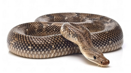 黑色的皮肤背景图片_眼镜王蛇的 3D 渲染，世界上最长的毒蛇，白色背景