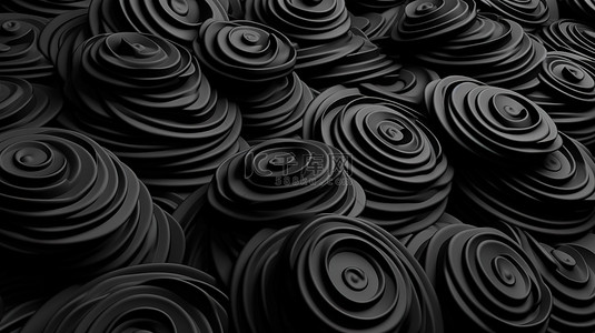 单色背景图背景图片_单色背景抽象 3D 图形上的黑曜石旋转簇