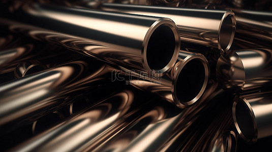 钢化膜工厂背景图片_闪闪发光的金属管道 3d 渲染背景