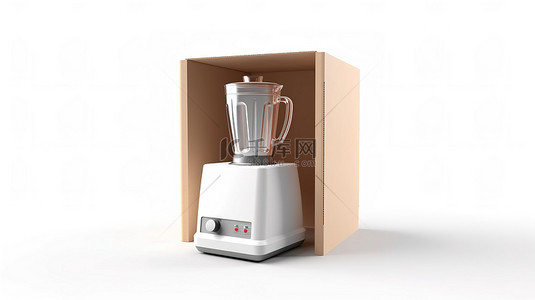 厨房榨汁机背景图片_盒子中隔离式电动搅拌机的 3D 插图