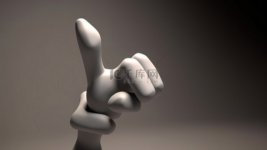 3D 渲染中戴着袖子的卡通手指着手指或点击物体