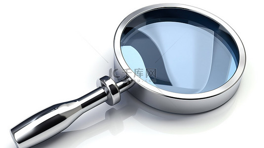 放大镜分析背景图片_白色背景上孤立放大镜和问号的 3d 插图