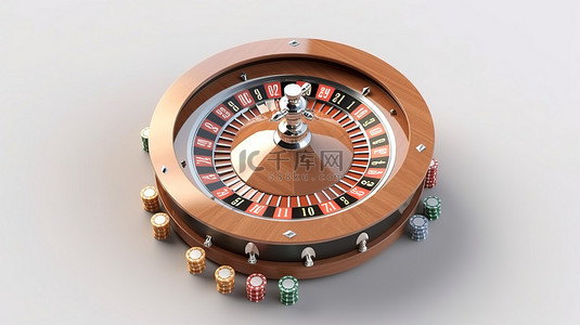 赌场设置中轮盘赌桌的 3d 渲染
