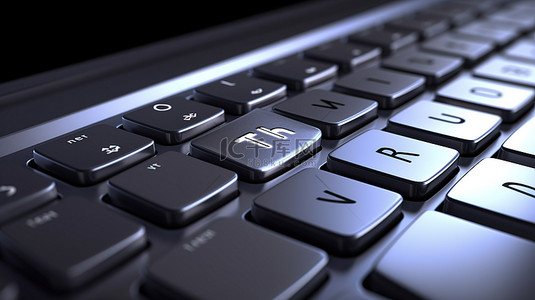 计算机键盘背景图片_带有信任按钮的计算机键盘的 3D 渲染