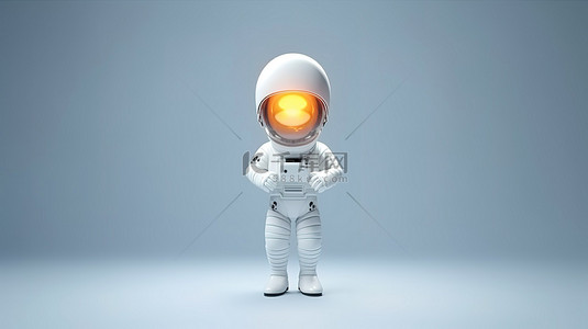 3d 插画设计宇航员以灯泡为头