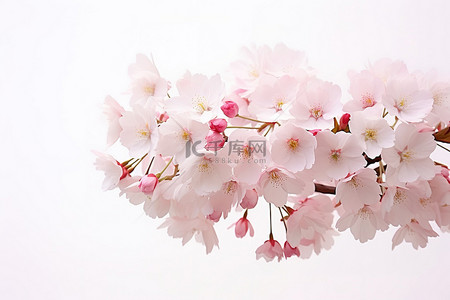 春天与花背景图片_白色背景与七彩花朵