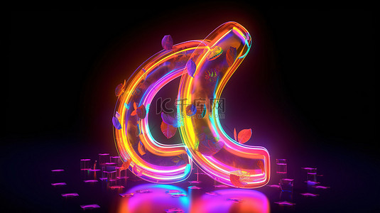 xk字母logo背景图片_霓虹字母3D渲染创造音乐杰作
