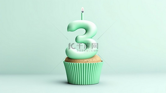 祝福蜡烛背景图片_生日庆祝活动的薄荷绿蛋糕 3d 渲染