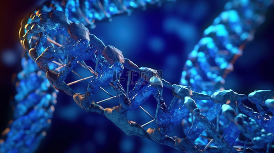 基因医疗科技背景图片_医学和生物学中蓝色细胞的分子研究 3D 渲染