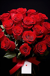 赠送一瓶红玫瑰和一张空白的黑色方形卡片