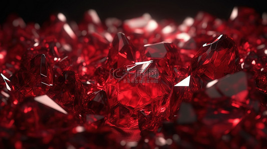水晶图形背景图片_在 3d 中呈现的抽象红色红宝石水晶背景