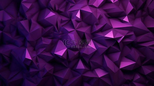 紫色三角形多边形作为背景的 3d 渲染