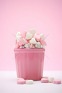 粉色碟子背景图片_粉色花瓶与棉花糖