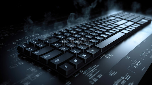 结合业务和技术的 3D 渲染黑色键盘中的云键