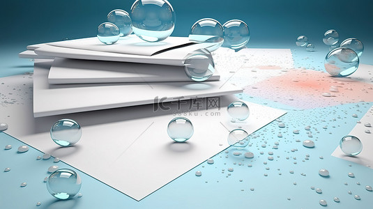 气泡填充白纸 3d 渲染