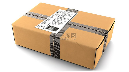 送货单背景图片_带有送货单和纸板包裹包裹的白色背景的 3D 渲染