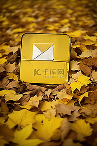 落黄叶上的邮箱图标