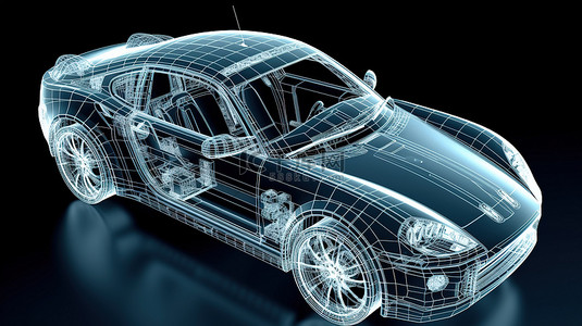 赛车背景图片_车身结构3D线框模型
