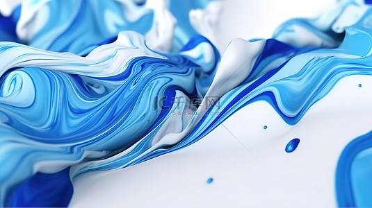 创意油漆设计背景图片_流体蓝色运动抽象液体点与白色飞溅背景优雅和豪华的 3D 插图风格完美的现代和时髦设计