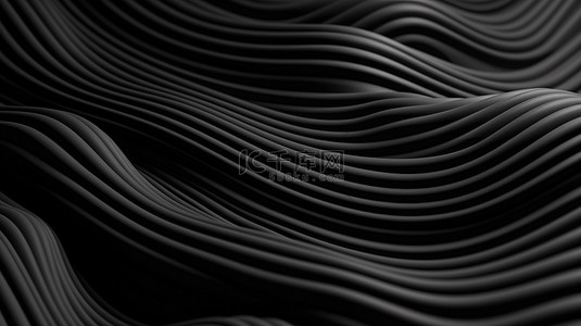 动态黑线和波浪图案 3D 渲染背景模板