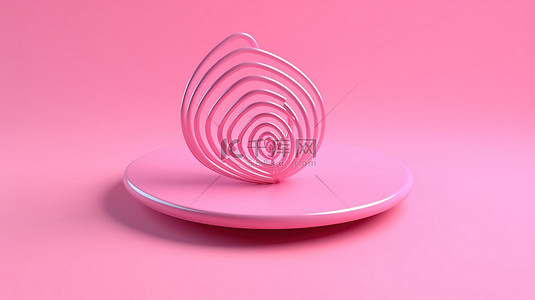 孤立的粉红色背景与 3d 呈现 wifi 无线网络符号体现网络和互联网概念